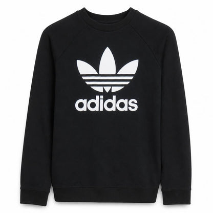 Adidas Womens Black Size 12 Crew Neck Logo Pullover Sweatshirt