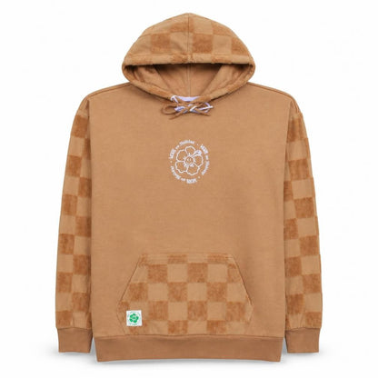 Vans Mens Brown Small Pullover Hoodie Checkerboard Fleece Cotton Blend