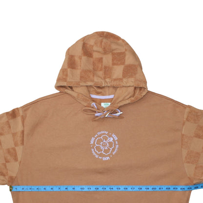 Vans Mens Brown Small Pullover Hoodie Checkerboard Fleece Cotton Blend