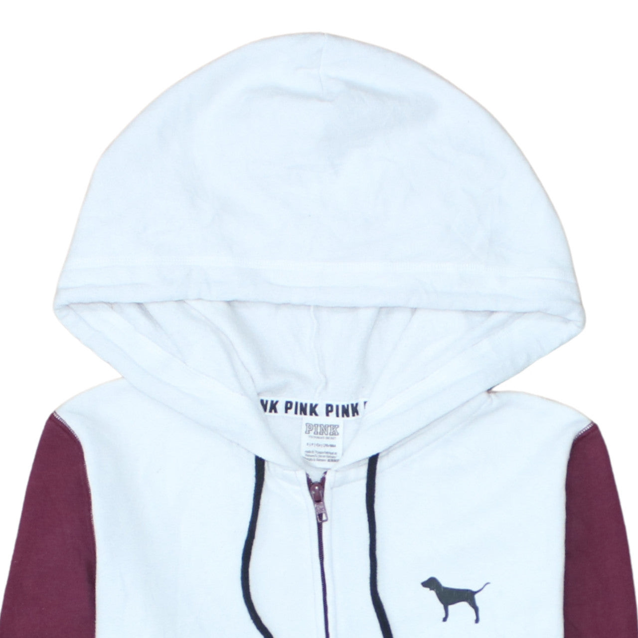 Victoria's Secret PINK Women's Burgundy & White Full Zip Hoodie Size S
