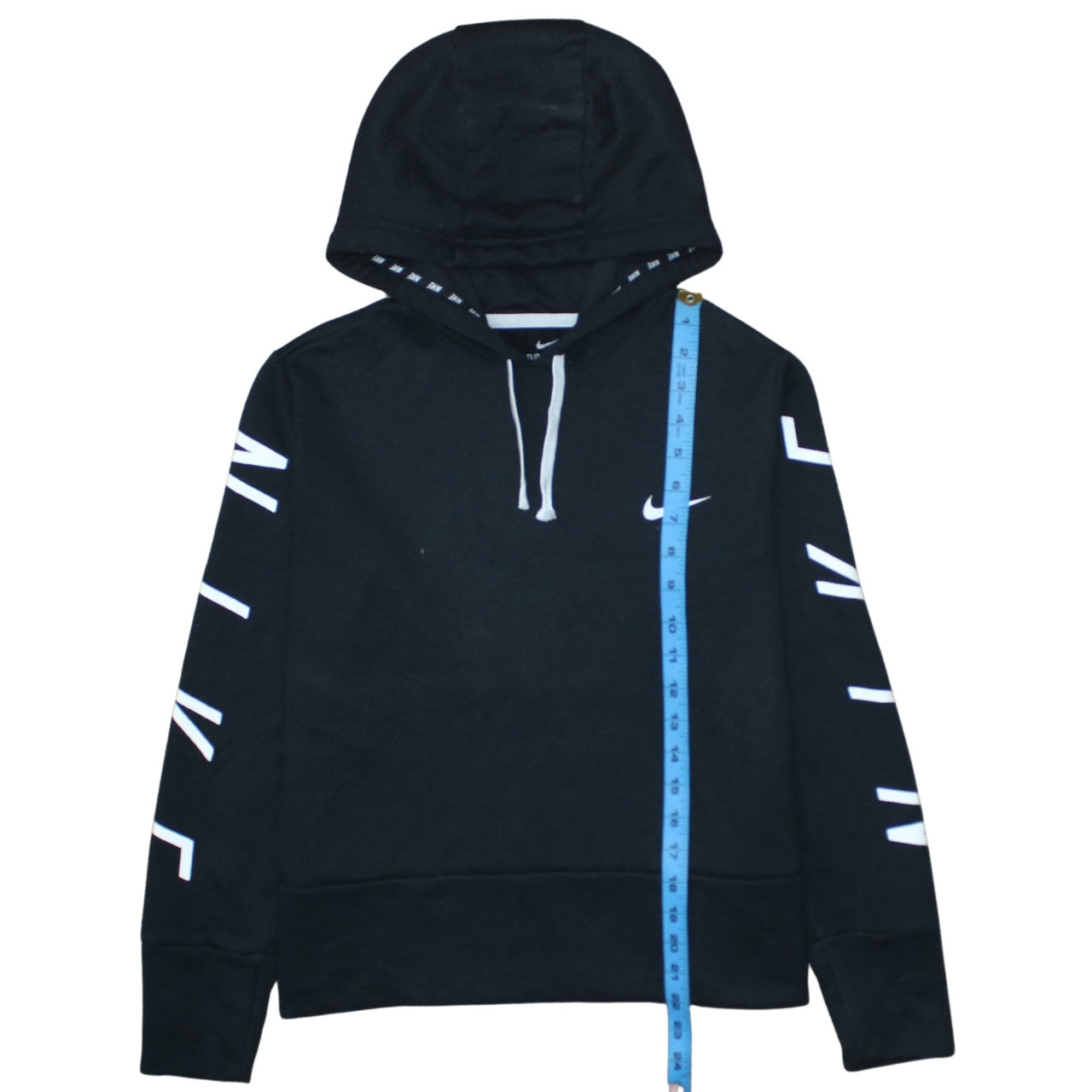 Nike Womens Black Dri-FIT Pullover Hoodie Medium Logo Sleeve Detail