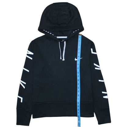Nike Womens Black Dri-FIT Pullover Hoodie Medium Logo Sleeve Detail