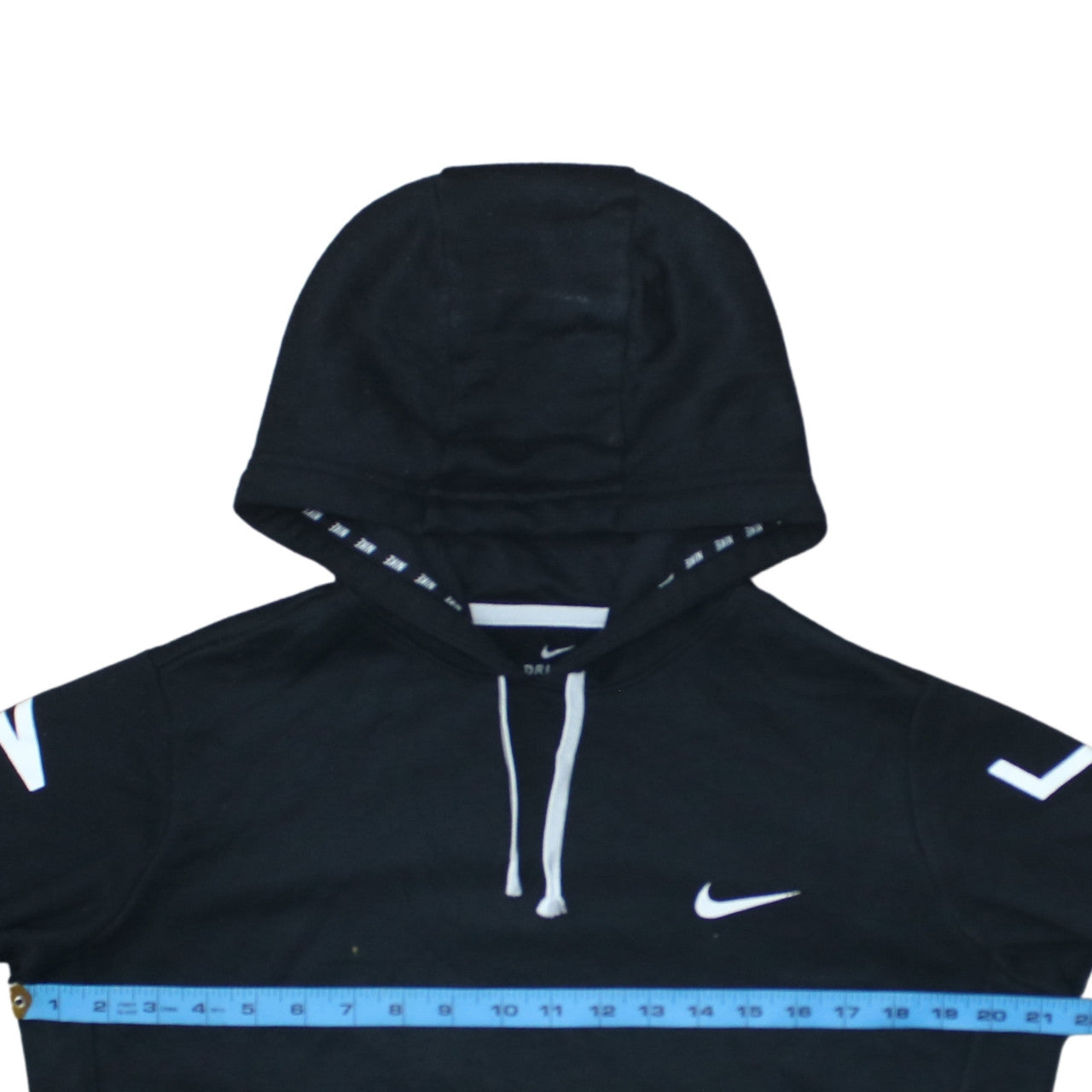 Nike Womens Black Dri-FIT Pullover Hoodie Medium Logo Sleeve Detail