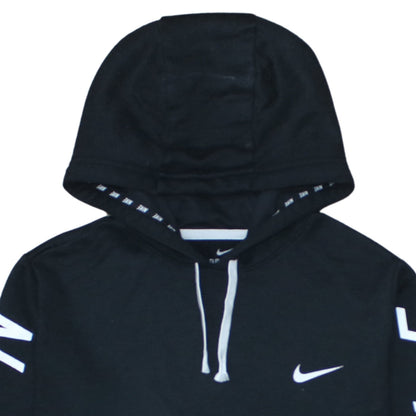 Nike Womens Black Dri-FIT Pullover Hoodie Medium Logo Sleeve Detail