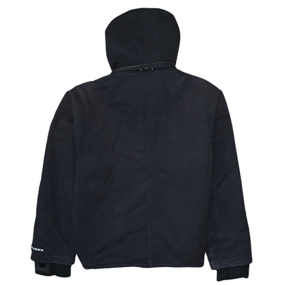Kappa Men's Black Hooded Parka Jacket Size L Full Zip Cotton Blend
