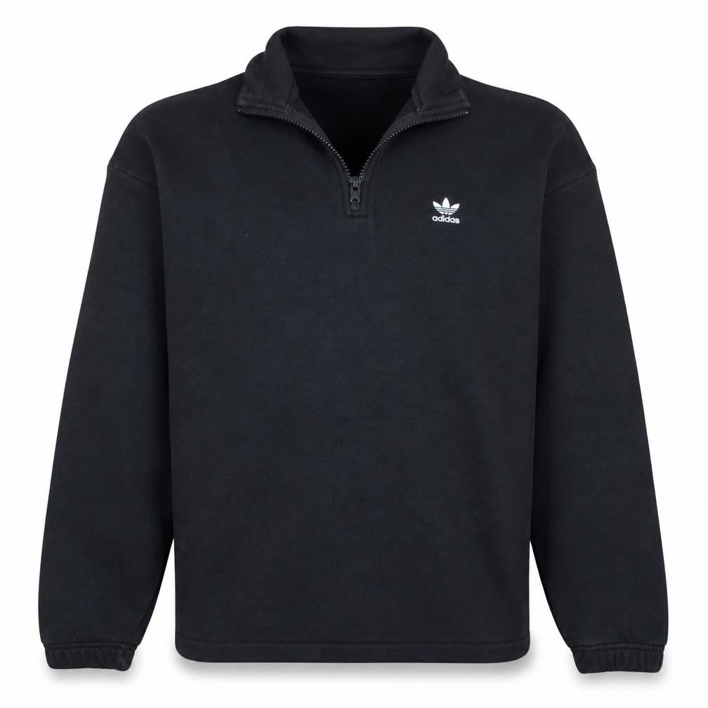 Front view of Adidas Women’s Black 1/4 Zip Sweatshirt, size UK 10, Cotton Blend