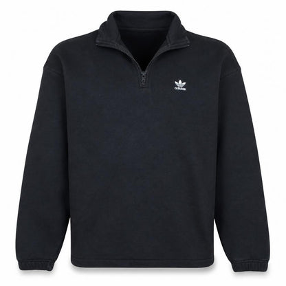 Front view of Adidas Women’s Black 1/4 Zip Sweatshirt, size UK 10, Cotton Blend