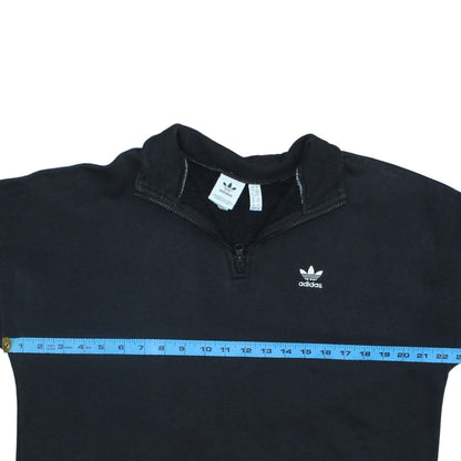 Adidas Women’s Black 1/4 Zip Sweatshirt Size UK 10 Cotton Blend