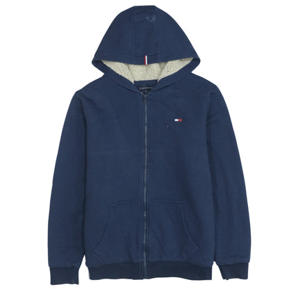 Tommy Hilfiger Boys Blue Full Zip Hoodie Sherpa Lined Size 176