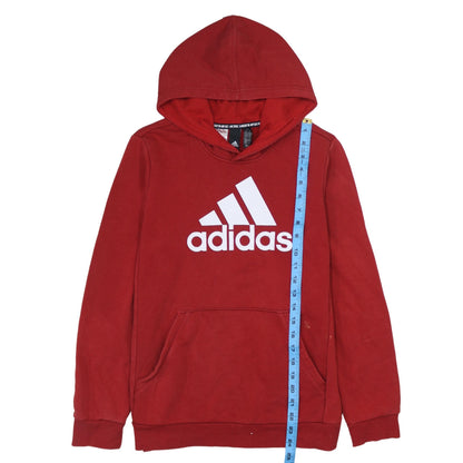 Adidas Boys Red Pullover Hoodie 13-14 Years Cotton Blend Logo Sportswear
