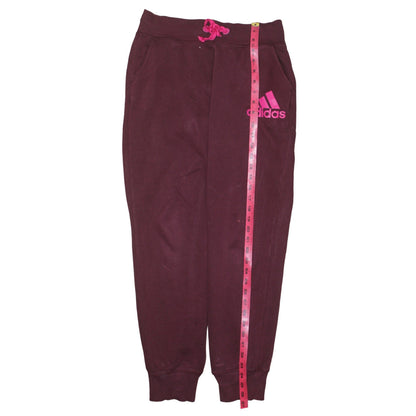 Adidas Women Burgundy Sweatpants Small 8-10 Joggers Drawstring Pockets