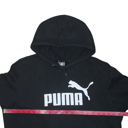 Puma Men's Black Pullover Hoodie L Regular Fit Sports Logo Fleece
