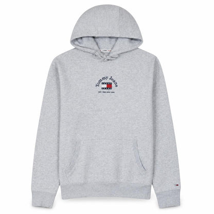 Tommy Jeans Men's Grey Pullover Hoodie M Embroidered Logo