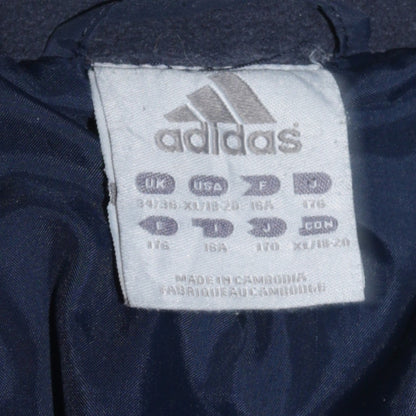 adidas Boys Blue Puffer Jacket 16 Years Winter Mid-Length Quilted Coat