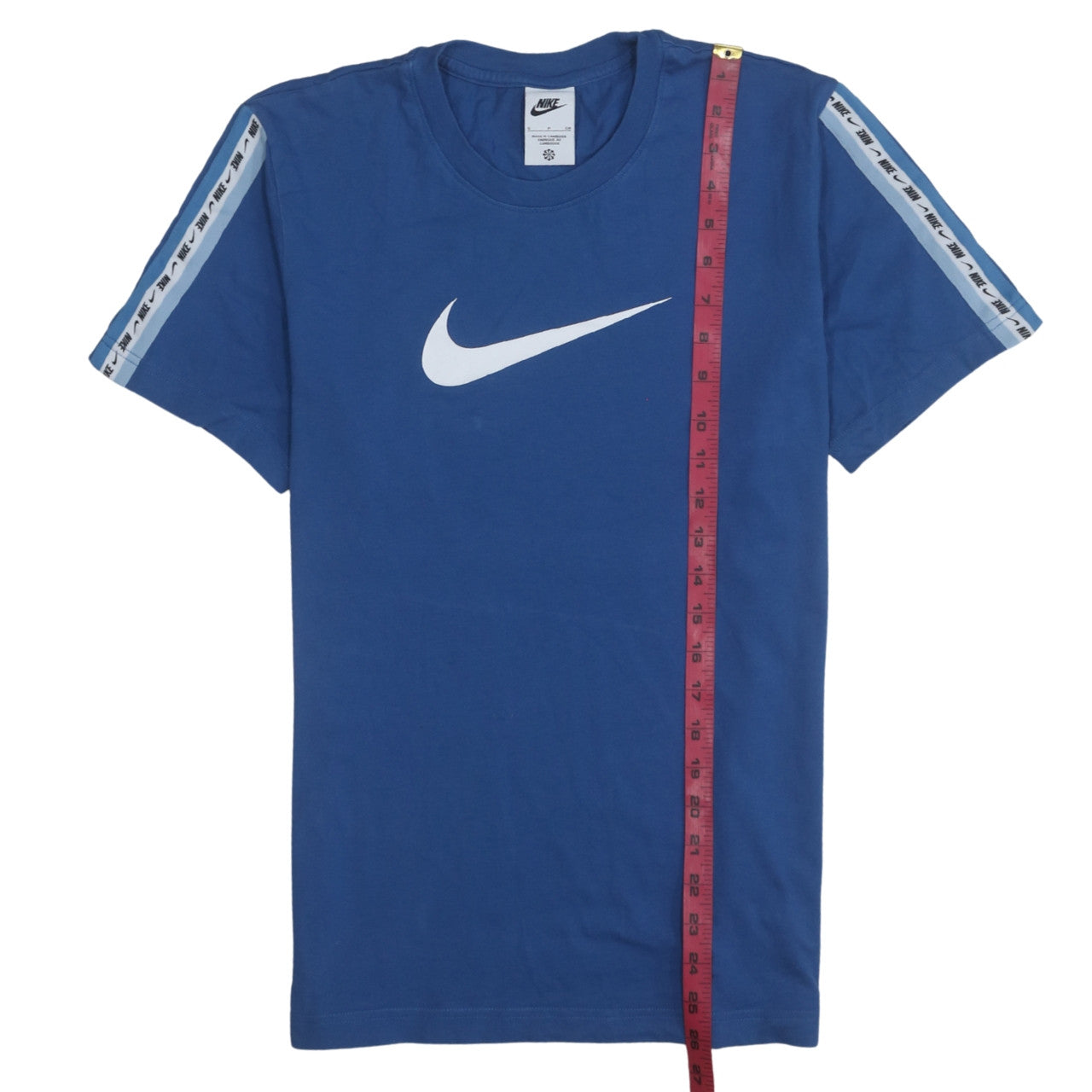 Nike Men's Blue Swoosh Logo Short Sleeve Blue Cotton T-Shirt Size S