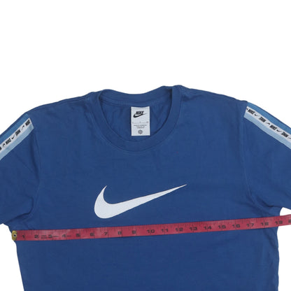 Nike Men's Blue Swoosh Logo Short Sleeve Blue Cotton T-Shirt Size S
