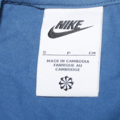 Nike Men's Blue Swoosh Logo Short Sleeve Blue Cotton T-Shirt Size S