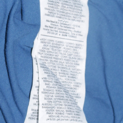 Nike Men's Blue Swoosh Logo Short Sleeve Blue Cotton T-Shirt Size S