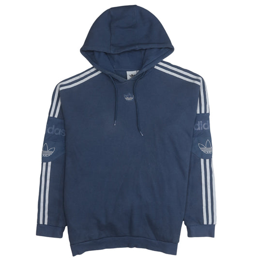 Adidas Womens Blue Pullover Hoodie Medium Logo Classic 3-Stripes