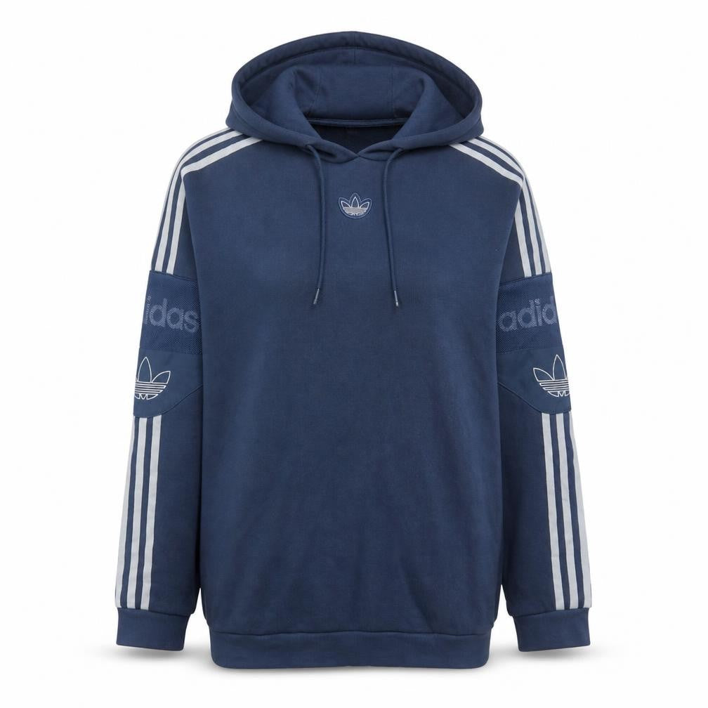 Adidas Womens Blue Pullover Hoodie Medium Logo Classic 3-Stripes