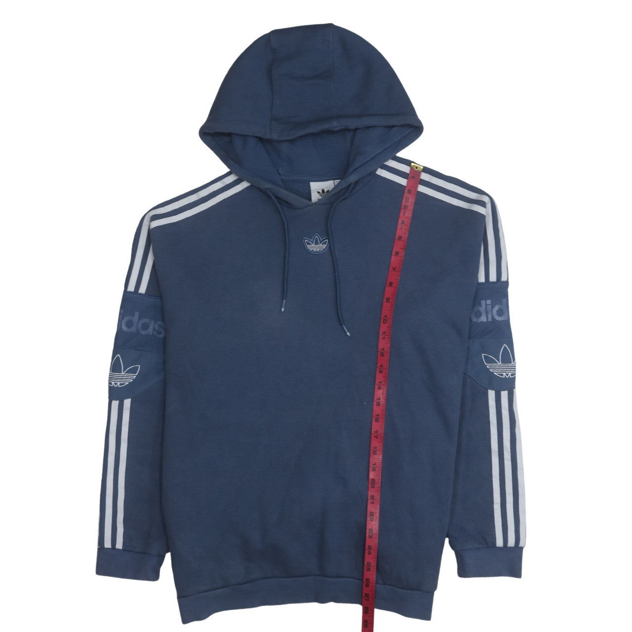 Adidas Womens Blue Pullover Hoodie Medium Logo Classic 3-Stripes