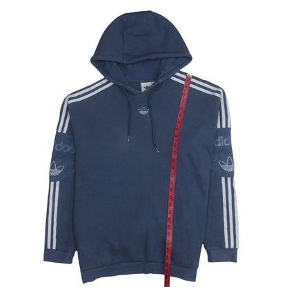 Adidas Womens Blue Pullover Hoodie Medium Logo Classic 3-Stripes