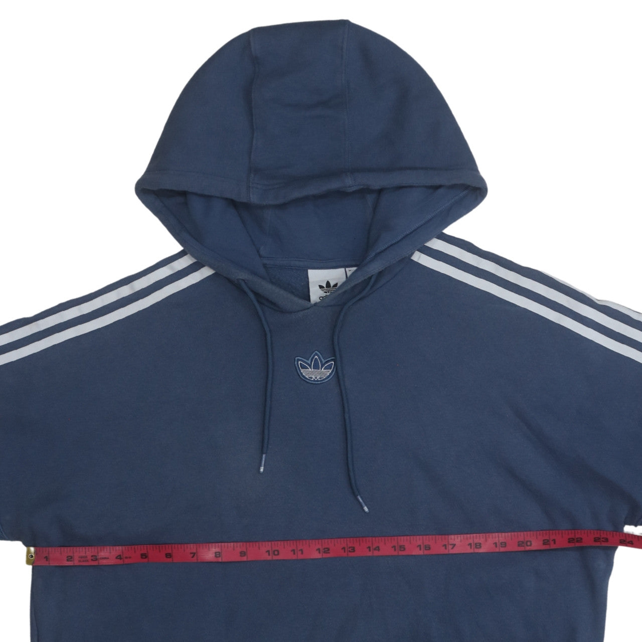 Adidas Womens Blue Pullover Hoodie Medium Logo Classic 3-Stripes