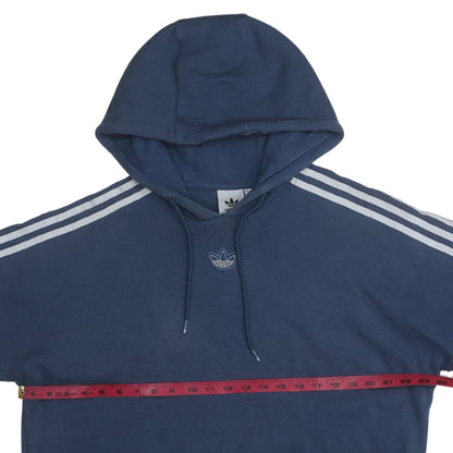 Adidas Womens Blue Pullover Hoodie Medium Logo Classic 3-Stripes