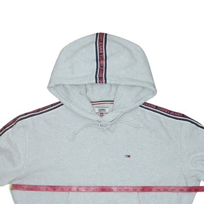 Tommy Jeans Womens Grey XS Pullover Hoodie Logo Tape Trim Casual