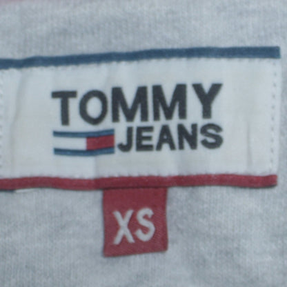 Tommy Jeans Womens Grey XS Pullover Hoodie Logo Tape Trim Casual