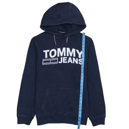 Tommy Hilfiger Mens Navy Hoodie Small Pullover Fleece Cotton Blend