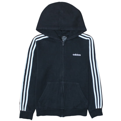 Adidas Women Black Full Zip Hoodie Size 12-14 Hooded Sweatshirt