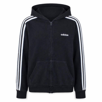 Front view of Adidas Women Black Full Zip Hoodie, size 12-14, Hooded Sweatshirt