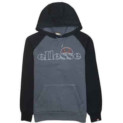 Ellesse Men’s Grey Black Pullover Hoodie M Embroidered Logo Sweatshirt