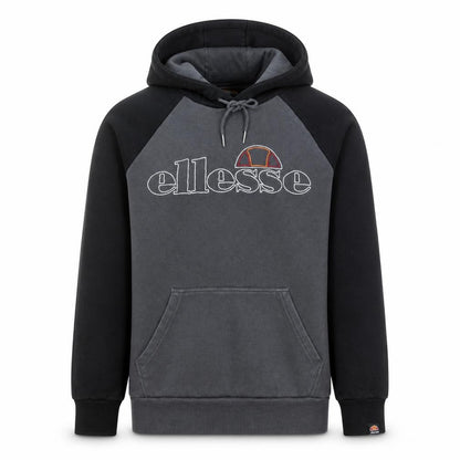 Ellesse Men’s Grey Black Pullover Hoodie M Embroidered Logo Sweatshirt