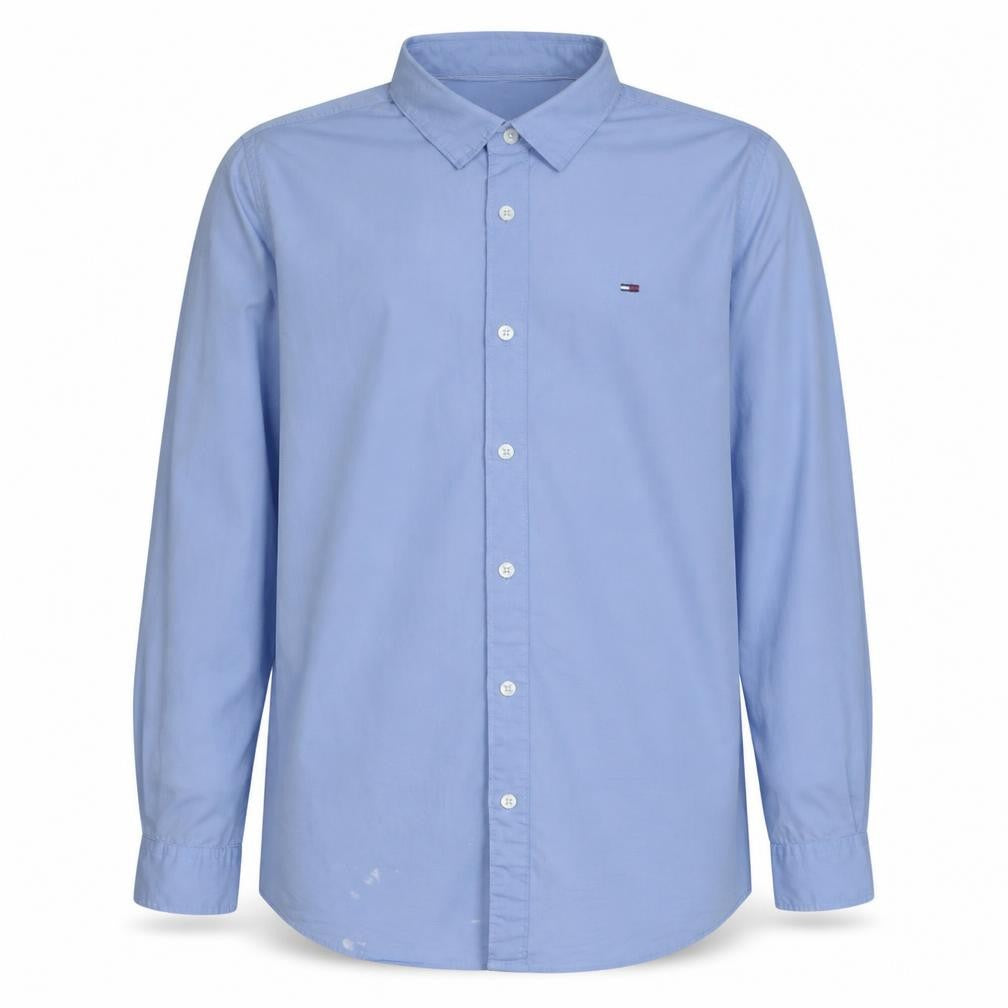 Tommy Jeans Men Blue Slim Fit Long Sleeve Button-Up Shirt L