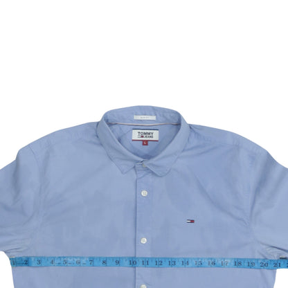 Tommy Jeans Men Blue Slim Fit Long Sleeve Button-Up Shirt L