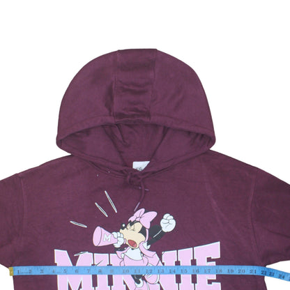 Disney Womens Burgundy Minnie Mouse Graphic Pullover Hoodie Size 12 M