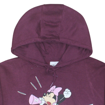Disney Womens Burgundy Minnie Mouse Graphic Pullover Hoodie Size 12 M
