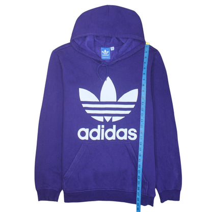 Adidas Mens Purple Pullover Hoodie L Logo Graphic Sweatshirt