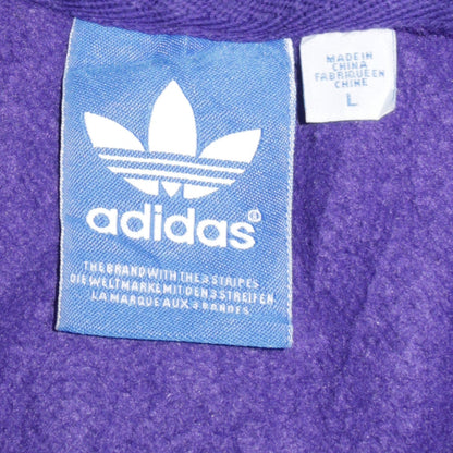 Adidas Mens Purple Pullover Hoodie L Logo Graphic Sweatshirt