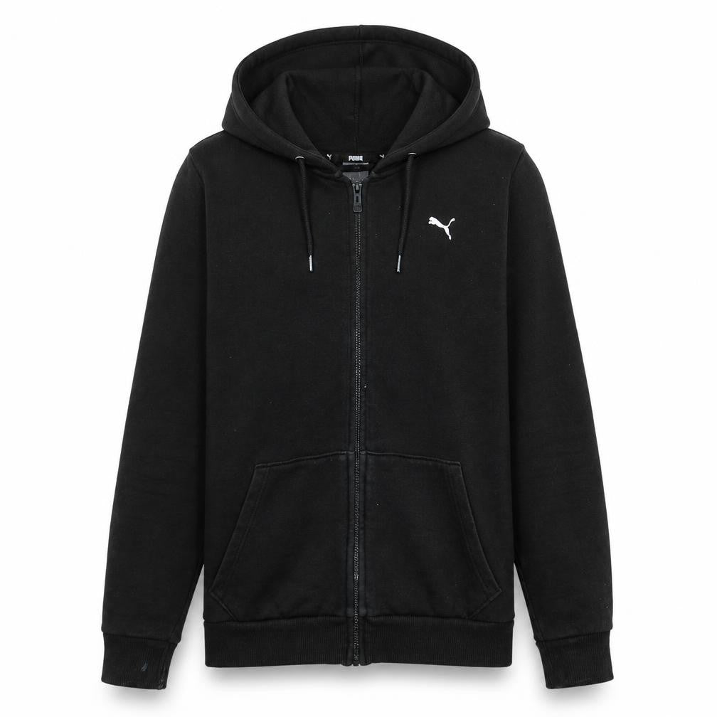 Puma Men's Black XS Full Zip Hoodie with Logo & Pockets