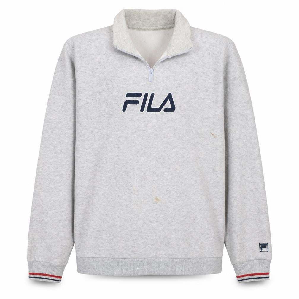Fila Men's Grey XL 1/4 Zip Pullover Sweatshirt Classic Logo