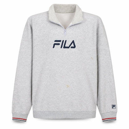 Fila Men's Grey XL 1/4 Zip Pullover Sweatshirt Classic Logo