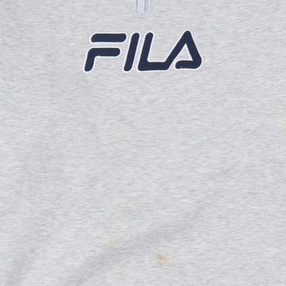 FILA Men's Grey XL 1/4 Zip Pullover Sweatshirt Classic Logo