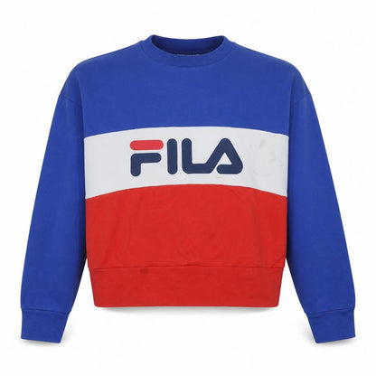 Fila Womens Blue Red Colourblock Crew Neck Sweatshirt Size S
