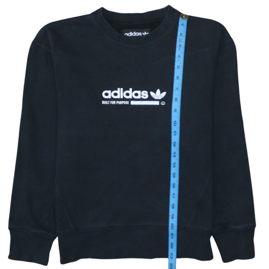 Adidas Women Black XS Pullover Sweatshirt with Logo Print