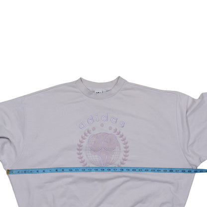 Adidas Womens Beige Tennis Academy Sweatshirt Size 12 Cotton Blend