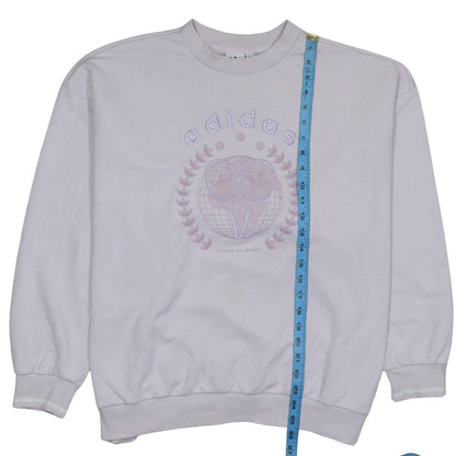 Adidas Womens Beige Tennis Academy Sweatshirt Size 12 Cotton Blend