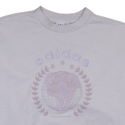 Adidas Womens Beige Tennis Academy Sweatshirt Size 12 Cotton Blend